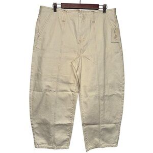 Universal Thread Women's Jeans Barrel Leg Ivory Denim Contrast Stitch Size 14